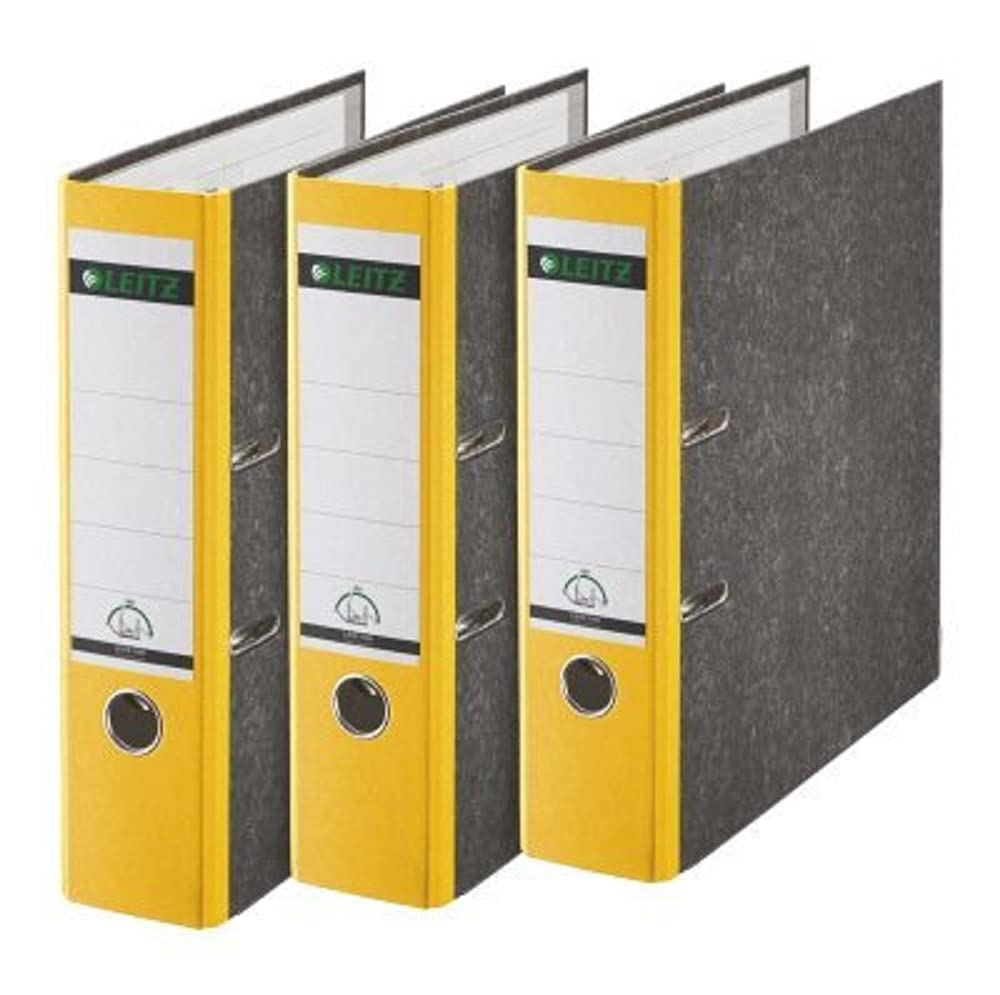 Leitz 180° A4 Board Lever Arch File 80mm Yellow - Pack of 3