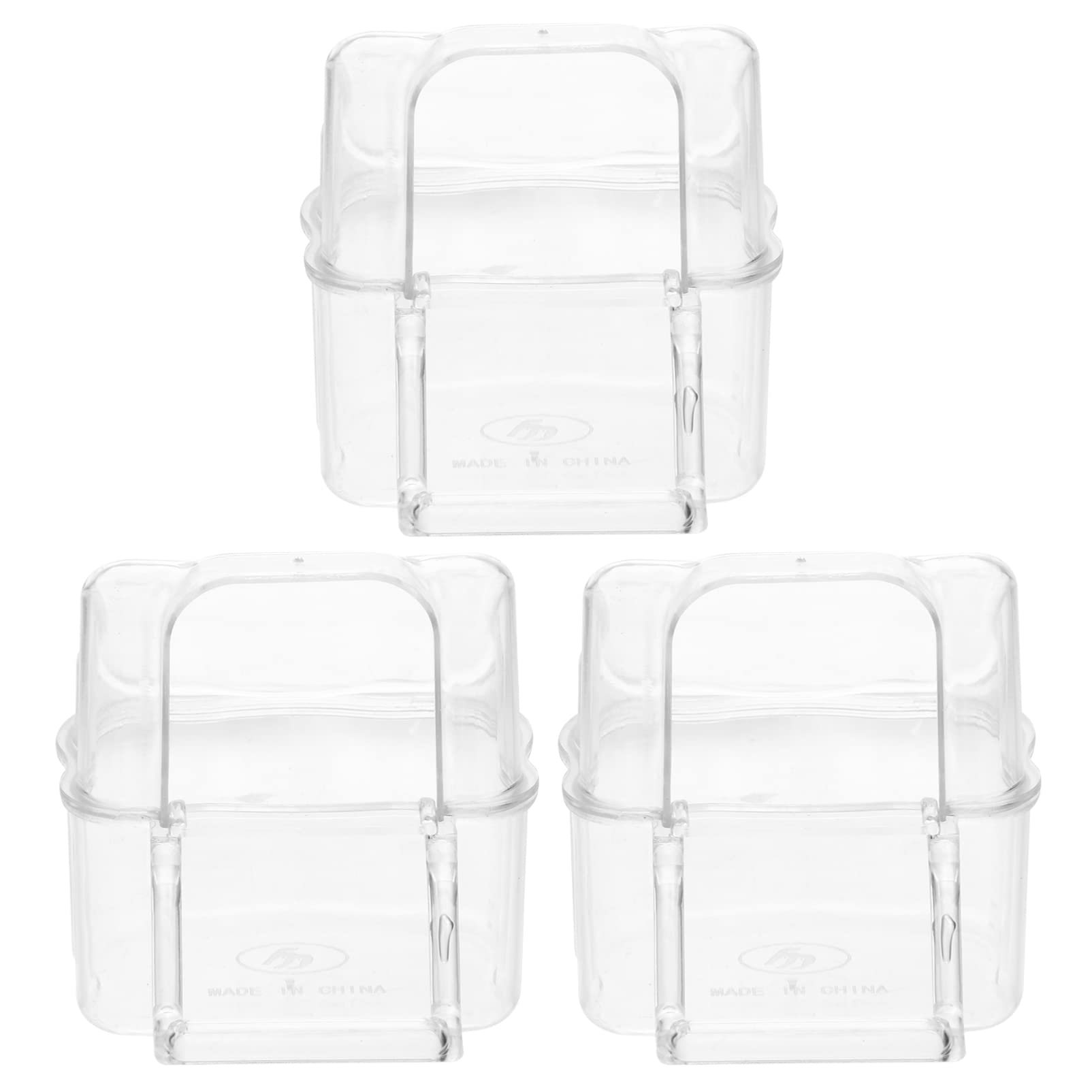 Balacoo 3pcs Bird Cage Plastic Cups Acrylic Feeding Bowls Anti- splashing Feeder Box Hanging Parrot Feeders Cage Accessories for Parakeet Canary Cockatiel (Transparent)