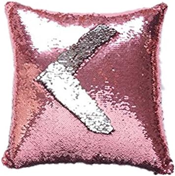 Cushion Glitter Sequins Pillow Case Cafe Home Cushion Cover (pink silver)