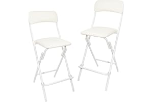 �鶹�� Basics Folding Stool with footrest, 300lb Capacity, 24" Height, White, Set of 2