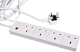 MERCURY 3m 4 Gang Extension Lead Multi Plug Power Strip Fused 13A Wall Mount UK view 7