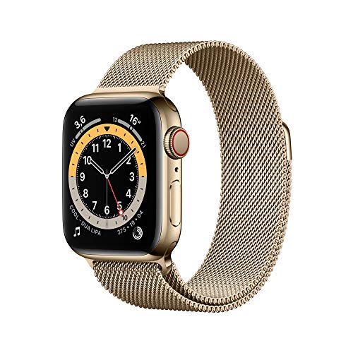 Apple Watch Series 6 (GPS + Cellular, 40 Mm) Boîtier En Acier Inoxydable Or, Bracelet Milanais Or