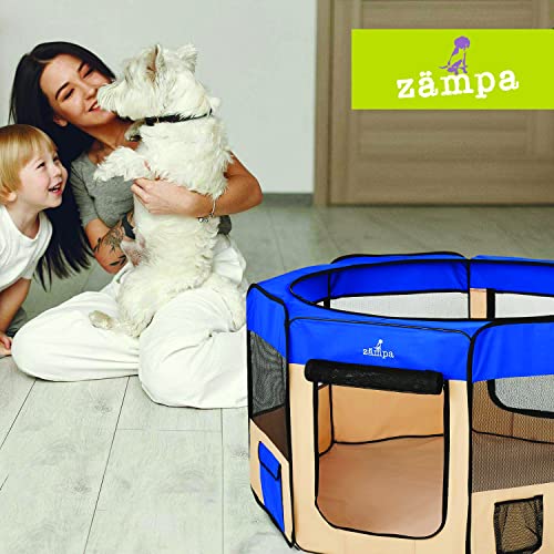 Zampa Dog Playpen Medium 45"x45"x24" Pop Up Portable Playpen for Dogs and Cat, Foldable Indoor