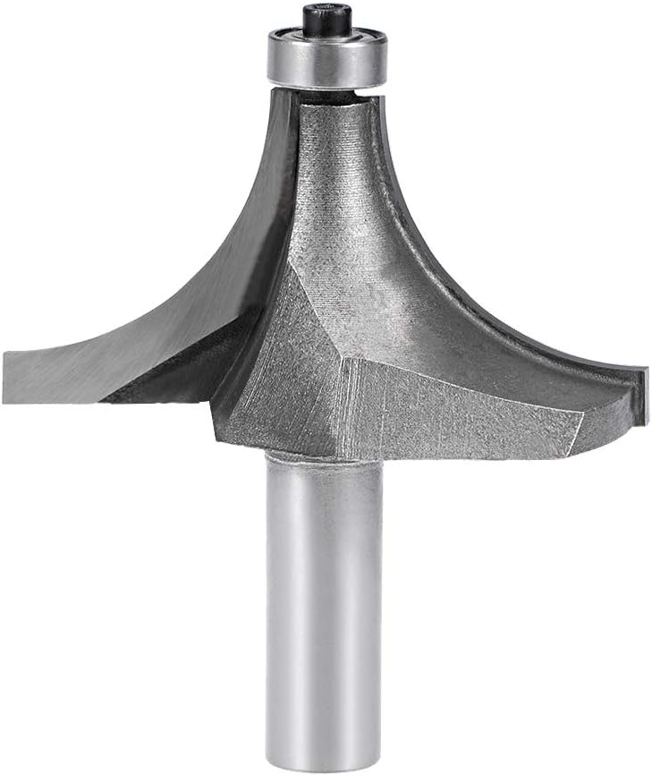 sourcing map Router Bit 1/2 Shank 2-1/4 inch Cutting Dia Round Over Corner 2 Flutes Tungsten Steel for Woodworking Milling Cutter Tool