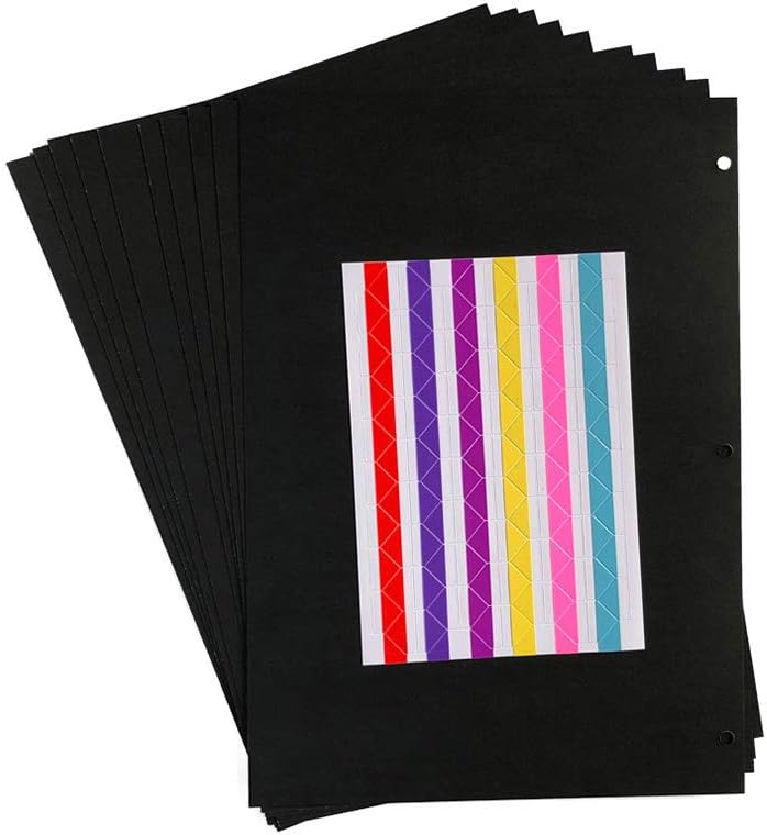 10 Sheets Black Paper and 1 Pcs Corner Sticker