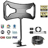 Outdoor 150 Miles HDTV Antenna - Long Range TV Antenna Omni-Directional with Pole Mount for 4K 1080p FM/VHF/UHF Free Channels Digital Antenna 33ft RG-6 Copper Cable