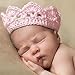 PIXNOR Cute Newborn Infant Baby Girl Boy Handmade Crochet Knit Crown Hat Photograph Prop (Pink)