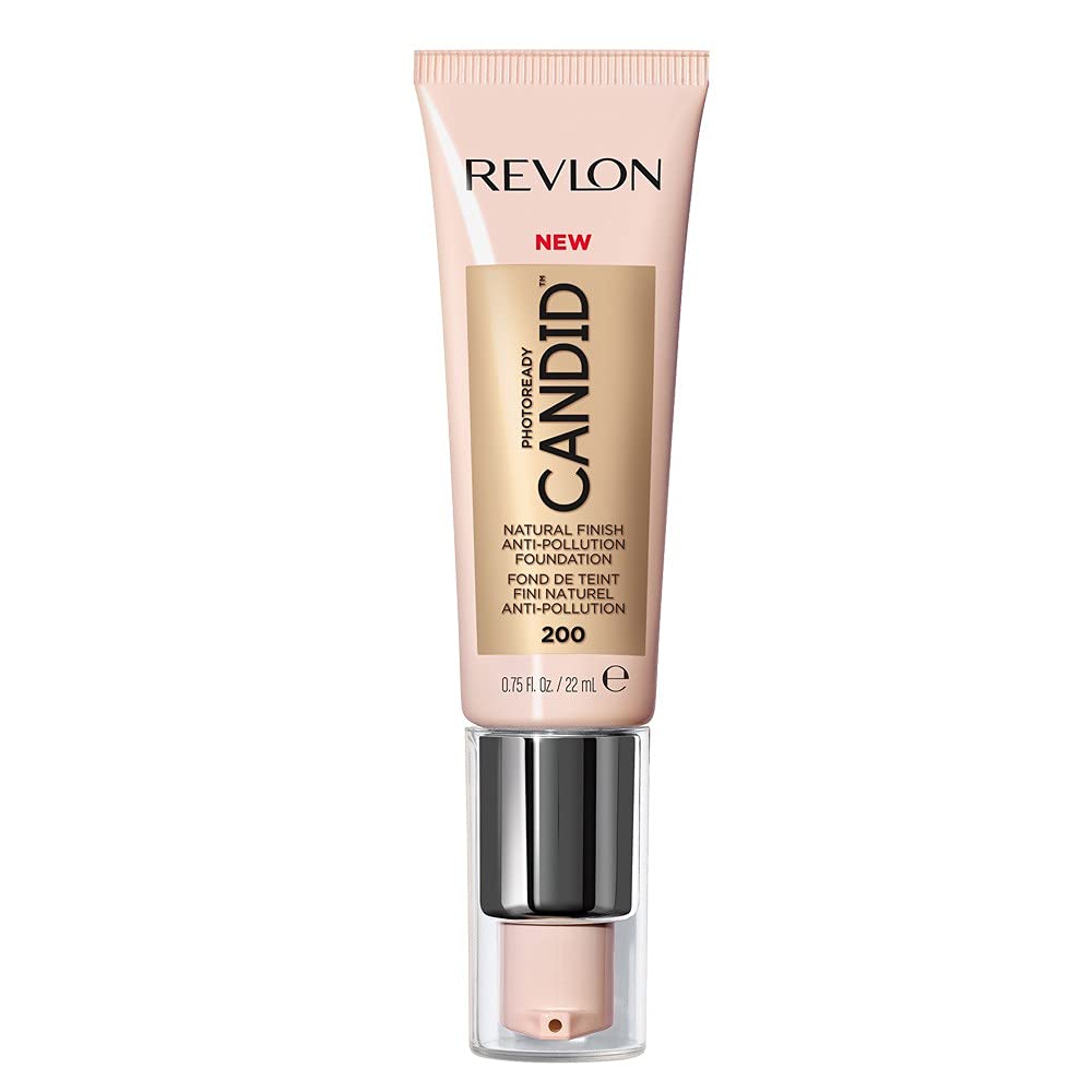 Revlon PhotoReady Candid Natural Finish Foundation, with Anti-Pollution, Antioxidant, Anti-Blue Light Ingredients, 200 Nude, 22ml
