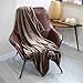 Oversize Flannel Throw Blanket with Cozy Plush Soft Cover for Sofa Chair and Bed Furniture Gift Brown