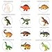 Zooawa 12 Pcs Mini Dinosaur Play Set, Assorted Realistic Small Dinosaur Figure Model Toy for Kids and Toddlers - Colorful