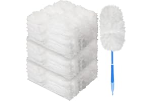 Vesici 150 Pcs Duster Refills Compatible with Swiffer Dusters Bulk Disposable Replacement Thickened with 1 Handle Heavy Duty for Cleaning, Office (White)