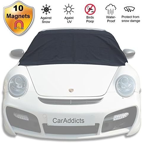 CARADDICTS Windshield Cover Ice Snow Magnetic Shade Frost Dust Rain Resistant–No Ice Scraping Waterproof Windproof Durable Material Outdoor Cover Fit All Cars 10 Magnets Standard Size 58"x84"(6S)