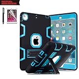 iPad Air 2 Case, TabPow [Hybrid Shockproof Case] Rugged Triple-Layer Shock-Resistant Drop Proof Defender Case Cover with KickStand [Full Warranty] For iPad Air 2 with Retina Display / iPad 6,Blue