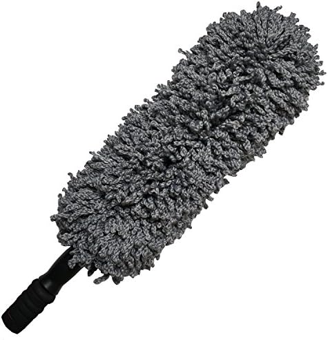 Microfiber Hand Car Duster - Lee Outdoor Multipurpose 31.5’’ Car and Home Detail Duster with Extendable Soft Handle, Exterior and Interior Use,Lint Free, Grey