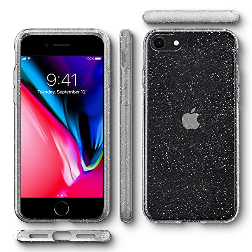 Spigen Funda Liquid Crystal Glitter Compatible con Apple iPhone SE(2020)/8/7, Protección Delgada de Gel Silicona y claridad Premium de TPU - Crystal Quartz - Imagen 7