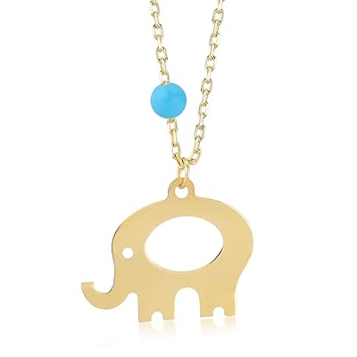 14k Yellow Gold Turquoise Elephant Pendant Necklace Kuwait Ubuy