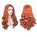 IMSTYLE Copper Red Auburn Lace Wig For Women Reddish Orange Synthetic Long Natural Wave Wigs Mixed Color Heat Resistant Hair With Widow Peak 24 Inch