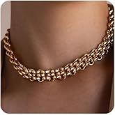Chunky Gold Choker Necklaces for Women,14K Gold Plated Teardrop Thick Chain Necklaces for Women Bold Statement Necklace Trendy Jewelry Gifts