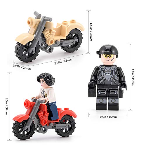 image for Feeke 16 PCS Building Block Toy Set, Motorcycle / Vehicle with Army Mi