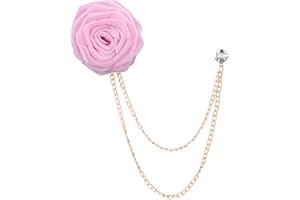 HSQYJ Floral Bridegroom Wedding Badge Brooches Cloth Art Rose Flower With Hanging Tassel Chain Suit Shirt Lapel Brooch Pin Fashion Jewelry for Men Boy