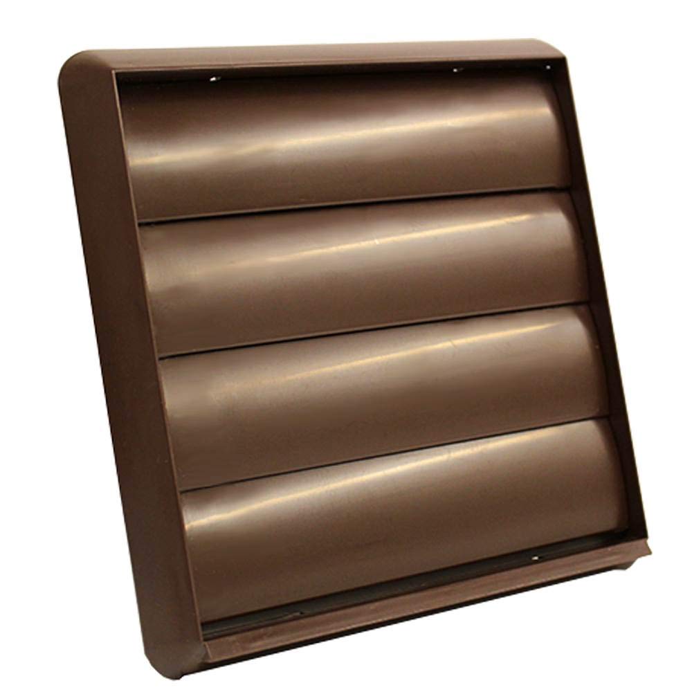 Kair Brown 150mm Louvred Wall Vent Grille - 150mm / 6 Inch Round Rear Spigot & 183mm Front Cover - Backdraught Prevention Shutter Flaps