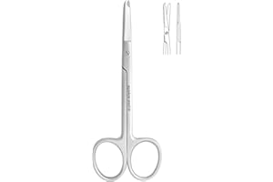 Suture Stitch Scissors 4.5" with Crescent Delicate Hook- Perfect for Suture Removal, First Aid, EMS Training and More Premium