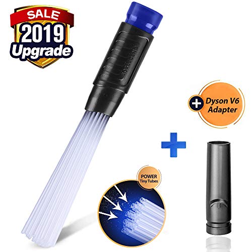 PetOde Universal Dusty Brush Vacuum Attachment Dust Cleaning Sweeper Vacuum Duster Attachment with Universal Adapter Flexible Tiny Tubes Dust Daddy for Keyboards/Drawers/Cars/Corners/Vents/Furnitures