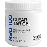 GOLDEN Artist Colors Clear Tar Gel, 8 fl. oz. Jar | Artist grade resinous acrylic medium; stringy flow for glazing, drizzling, and leveling. Transparent