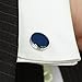 Salutto Men's Cufflinks and Studs Set for Formal French Shirt Formal Navy with Shiny Blue