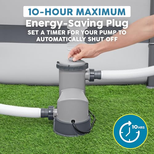 Bestway 1,500 GPH Filter Pump for Above Ground Swimming Pool with Type III A/C Cartridge, Adapter Accessories and Timer