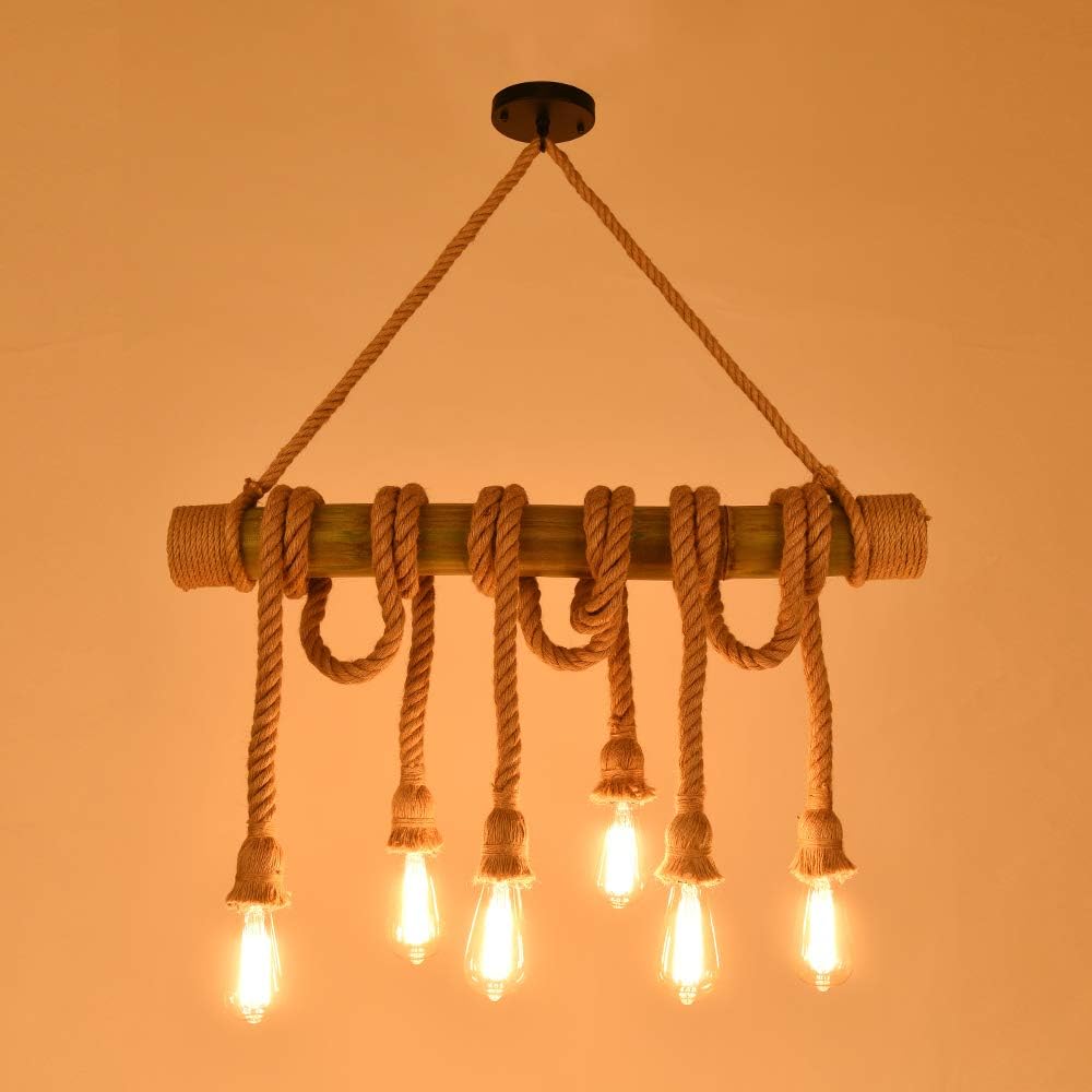 TIMBERINO Rope Ceiling Light Rustic Lighting Retro Hemp Rope Pendant
