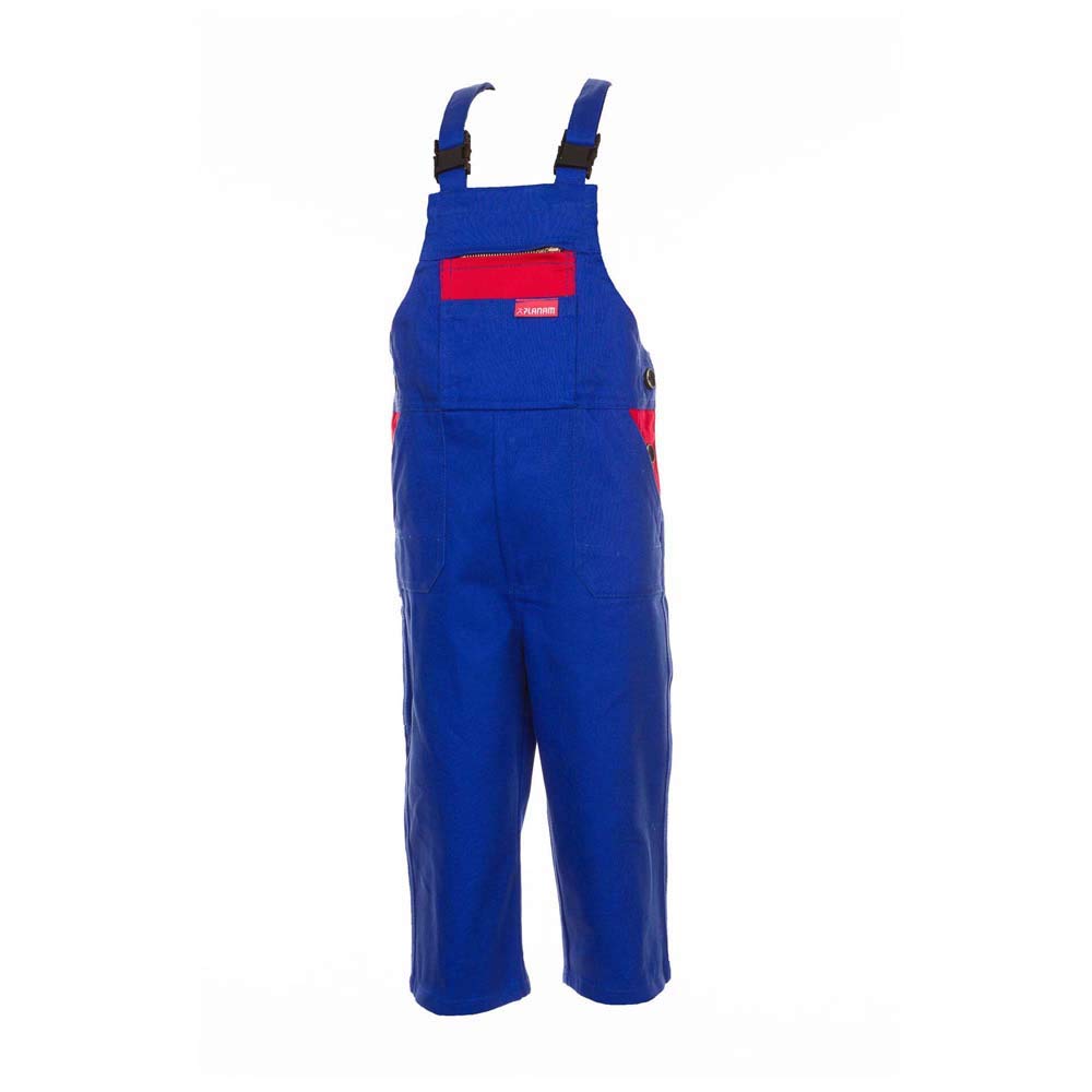 Planam 164170 Size 170/176 Children's Dungarees - Royal Blue/Mid Red