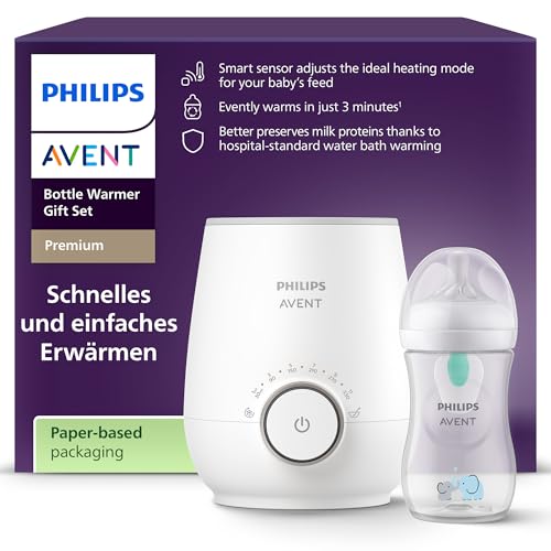 Philips Avent Set – Fast Bottle Warmer and Bottle Warmer Natural Response, Intelligent Temperature Control, Uniform Heat, Automatic Shut-Off, Thaws Gently, Model SCF358/10