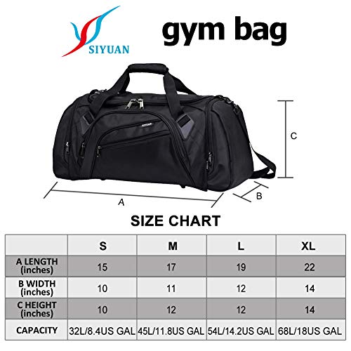 SIYUAN Gym Bag for Men Sports Duffel Athletic Exercise Big Training Boxing Equipment Bag with Shoe Compartment, Black, X-Large