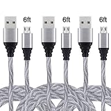 Amoner 6FT Samsung Charger, Micro USB Cable Nylon Braided Charging Cord for Android, Samsung, HTC, Nokia, Blackberry, Sony and Other Tablet Smartphone(Grey White,3 Pack)