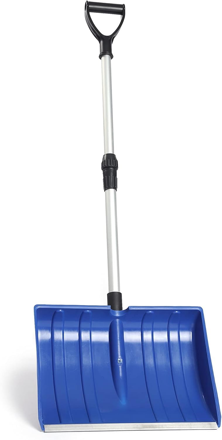 Photo 1 of Meititi 47 Inch Portable Lightweight Snow Shovel with Ergonomic D-Grip,Non-Slip Sponge and Durable Aluminum Blade for Snow Removal,Long Large Capacity Shovel for Driveway,Outdoors,car Camping(Blue)