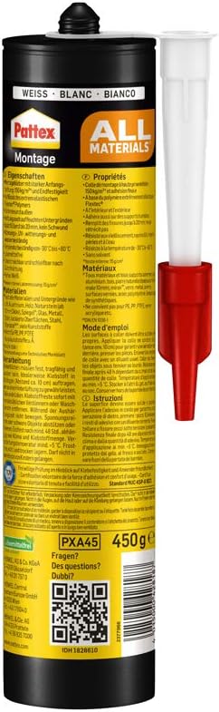Pattex 1828610 "All Materials" Mounting Glue, White, 450 g - Image 3