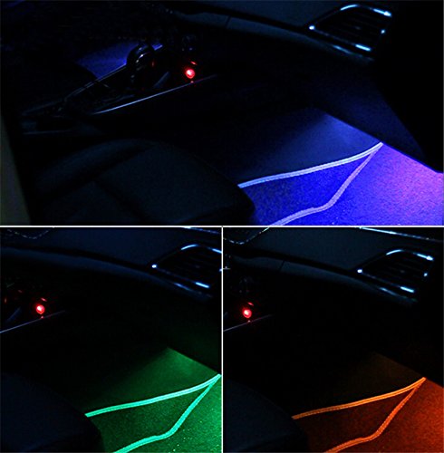 Car Atmosphere Strip Light,SJP Light 8 Colors 48 LEDS RGB Muti-Color Music Underdash Decorative Atmosphere Car Interior Lighting Kit with Sound Active and Wireless Remote Control