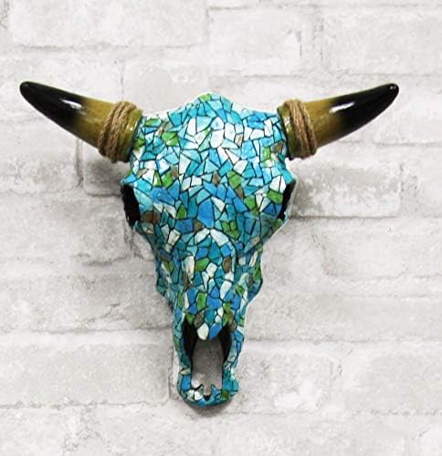 Amazon Com Ebros 11 5 Wide Turquoise Mosaic Steer Bison Buffalo