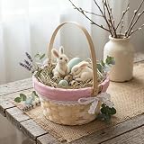 Wickerfield Wicker Easter Basket Kids Pink Floral 8.5in Wide 4.5in Tall view 3