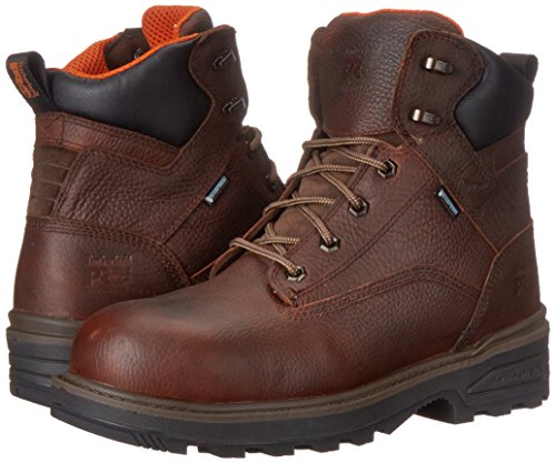 Timberland PRO Men's 6 Inch Resistor Comp Toe Waterproof Work Boot, Brown Tumbled Full Grain Leather, 12 M US