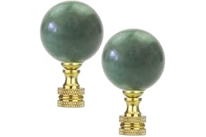 OMYZERO 2Pcs Light Green Natural Stone Shaped Lamp Finial 2 Inch Lamp Shade Finial Decoration Accessories with Polished Brass Base