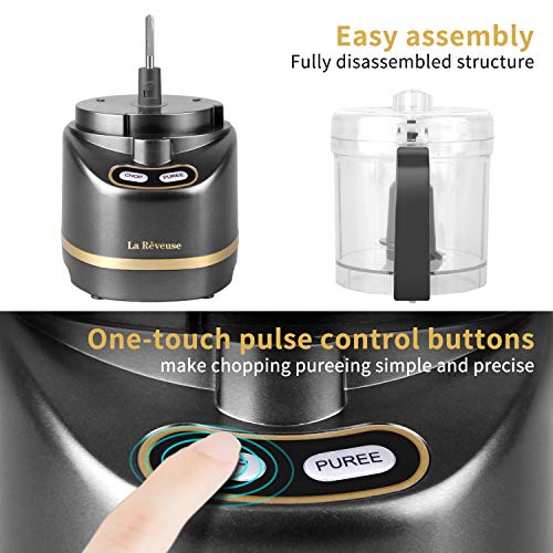La Reveuse Electric Mini Food Processor with 200 Watts 2Cup Prep Bowl