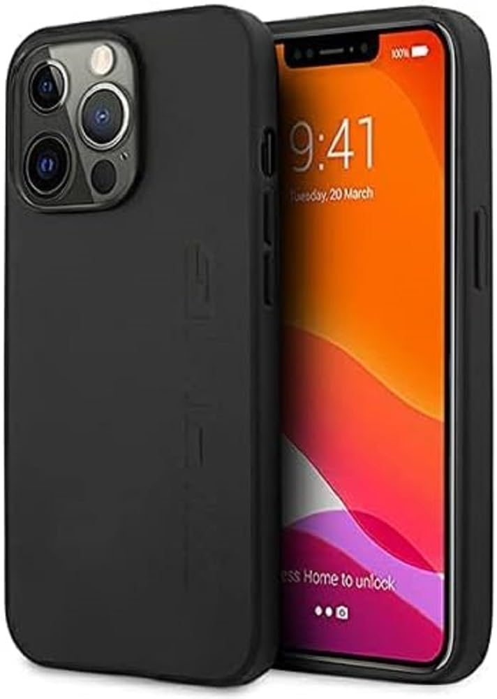 AMG AMHCP13XDOLBK Case for iPhone 13 Pro Max 6.7 Inches Black Leather Hot Stamped