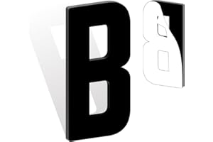 SPNO1-MS 3 Inch Self Adhesive House Numbers, Acrylic Modern House Address Numbers and Letters, Black Adhesive Mailbox Door Number Letters for Office Hotel Apartments Outside (B)