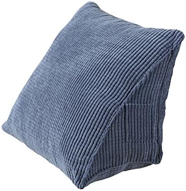 Cecilia Triangle Cushion Pillow Thick Corduroy Triangle Pillow Back Wedge Cushion Sofa Bed Rest Cushion Back Support Pillow (Blue)