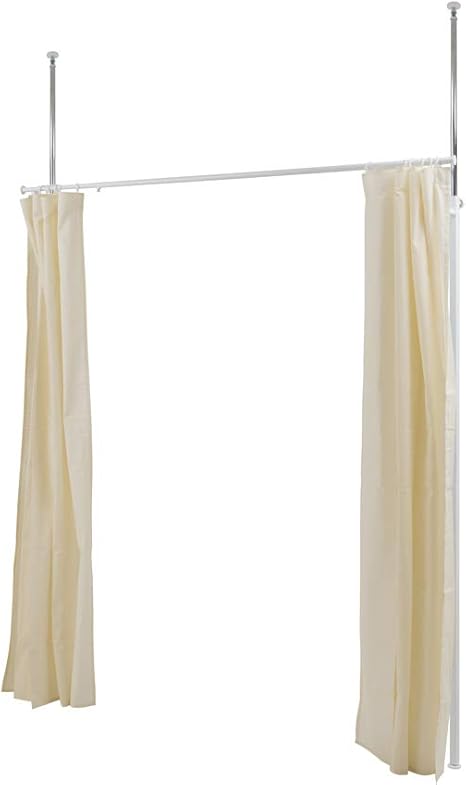Amazon Semi 突っ張り カーテンレール カーテン付き 目隠し 伸縮式 ホワイト Na Nj 0646 カーテンレール ポール オンライン通販