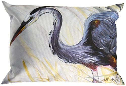 Caroline's Treasures JMK1017PW1216 Blue Heron Frog hunting Canvas Fabric Decorative Pillow, Large, Multicolor