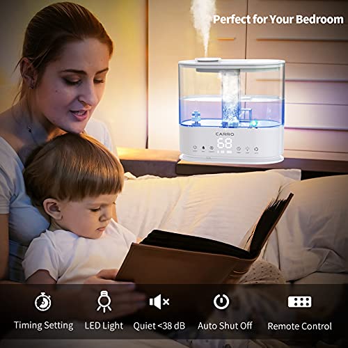 Carro Cool Mist Humidifier for Bedroom Quiet with Essential Oils Diffuser, Ultrasonic Air Humidifiers Large Room | Smart Humidifier| Remote Control | Top Fill | Up to 36H|