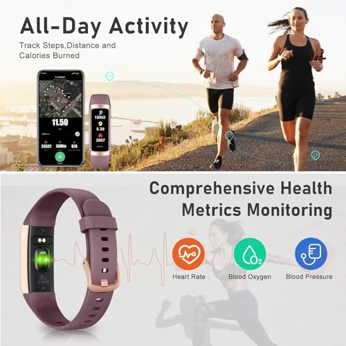 Fitness Tracker with Step Counter/Calories/Stopwatch, Activity Tracker, Health Tracker with Heart Rate Monitor, Sleep Tracker, 1.10''AMOLED Touch Color Screen, Pedometer Watch for Women Men Kids
